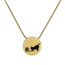 Load image into Gallery viewer, Round Playing Cat Pendant